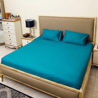 Picture of Home Tex Cotton Solid Flat Bedsheet Set Graphic Multic, Tang Blue - Carton of 14