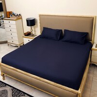 Picture of Home Tex Cotton Solid Flat Bedsheet Set, Blue - Carton of 14