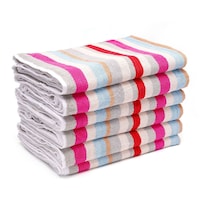 Home-Tex Stripes Pool Towel, 70x140cm - Set of 6