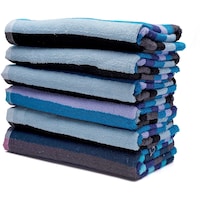 Home-Tex Stripes Pool Towel, 70x140cm, Blue - Set of 6