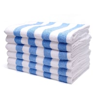 Home-Tex Stripes Pool Towel, 70x140cm, Blue & White - Set of 6