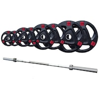 Picture of Harley Fitness Weight Plates with 6 ft Olympic Barbell Bar Set, 80kg