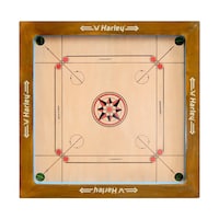 Harley Vintage Series Carrom Board with Striker & Coin Set, 30 x 30inch