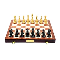 Harley Fitness Professional Wooden Chess Board with Glossy Chess Set