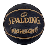 Spalding Highlight Rubber Outdoor Basketball, Black & Gold, 7