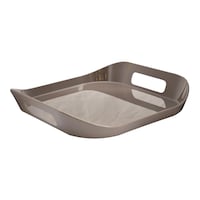 Picture of Vague Melamine Square Tray with Handle, 13.5x2.5cm, Hazelnut