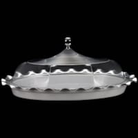 Vague Serving Tray with Acrylic Cover, Silver & White