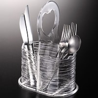 Picture of Vague Acrylic Bark Design Cutlery Holder, 25cm, Clear