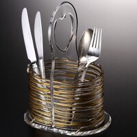 Picture of Vague Acrylic Cutlery Holder, 21cm, Bark Gold
