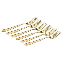 Lihan Stainless Steel Fork, 22cm, Gold - Set of 6