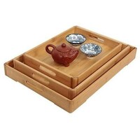 Picture of Lihan Bamboo Tray, 16/14.5/13.5inch, Brown - Set of 3