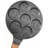 Lihan 7-Slots Non-Stick Emoji Pancake Pan, 10inch, Grey & Brown