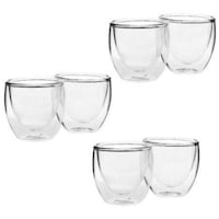 Picture of Lihan Double Wall Glass Cups, 9x7cm, Clear - Set of 6