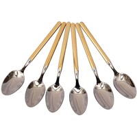 Picture of Lihan Stainless Steel Teapoon, Silver & Gold - Set of 6