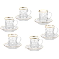 Picture of Lihan Arabian Mug & Saucer with Gold Brim, 100ml, Clear - Set of 12