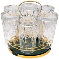 Picture of Lihan Drinking Glasses with Holder, Clear & Gold - Set of 7