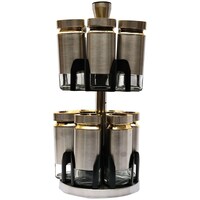 Picture of Lihan 2-Tier Rotating Spice Jars with Holder, Silver - Set of 13