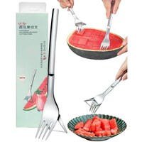 Picture of Lihan 2-in-1 Stainless Steel Watermelon Cutting Fork, Silver