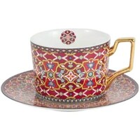 Picture of Lihan Moroccan Ceramic Mug & Saucer, 225ml, Red