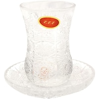 Picture of Lihan Glass Cup & Saucer, Clear - Set of 6