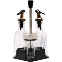 Picture of Lihan Spice Jars & Oil Dispensers with Holder, Clear & Black - Set of 5