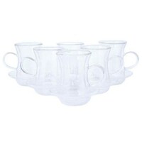 Picture of Lihan Double Wall Glass Mug & Saucer, Clear - Set of 12