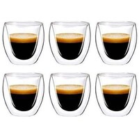 Picture of Lihan Double Wall Glass Cups, 40ml, Clear - Set of 6