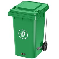 Picture of Smart Dustbin With Pedal & Wheels, 240L, Green
