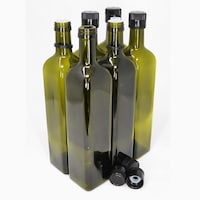 Picture of Blush Olive Oil Bottles with Cap & Pourer Fitment, 250ml, Dark Green - Set of 8