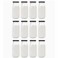 Picture of Blush Glass Milk Bottles with Black Metal Airtight Lids, 310ml, Clear