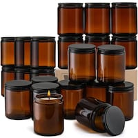 Picture of Blush Glass Jar With Metal Lid, 120ml, Amber