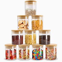 Picture of Blush Airtight Jar with Bamboo Lid, 150ml, Clear - Set of 12