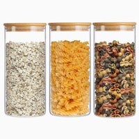 Picture of Blush Classic Airtight Jar with Bamboo Lid, 500ml, Clear - Set of 3