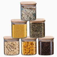 Picture of Blush Airtight Jar with Bamboo Lid, 700ml, Clear - Set of 3