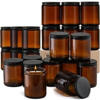 Picture of Blush Glass Jar with Metal Lid, 250ml, Amber - Set of 6