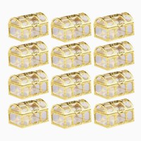 Picture of Blush Plastic Chest Candy Boxes, Gold - Set of 12