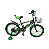 Children Bicycle with Training Wheels & Basket Bell, 12Inch, Green