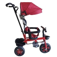 Picture of Tricycle with Basket, Sunlight Cover & Storage Box for Kids, Red