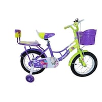 Picture of Children Bicycle with Training Wheels & Basket Bell, 16Inch, Purple