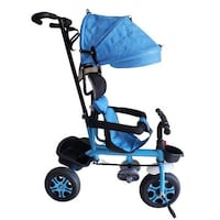 Picture of Tricycle with Basket, Sunlight Cover & Storage Box for Kids, Blue