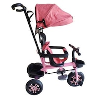 Picture of Tricycle with Basket, Sunlight Cover & Storage Box for Kids, Pink