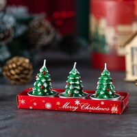 Picture of Mumoo Bear Smokeless Tea Lights Decoration Christmas Tree Shaped Candles, Green - Set of 3