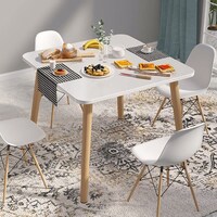 Mumoo Bear Modern Eames Square Dining Table, 80 x 80 x 73cm, White