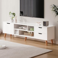 Mumoo Bear Modern Design TV Stand with Storage Cabinet, 1.4m, White
