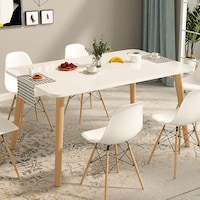 Mumoo Bear Modern Eames Dining Table, White, 120 x 60 x 73cm, L-SCF-NB-12060