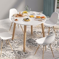 Mumoo Bear Modern Eames Round Dining Table, 80 x 80 x 73cm, White