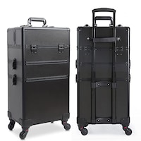 Professional 3 Layer Rolling Makeup Trolley Case, 35 x 25 x 69cm, Black