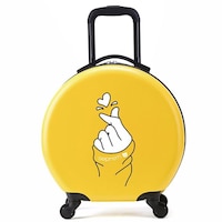 Picture of Mumoo Bear Printed Cartoon Round Trolley School Bags for Kids, 18inch, Yellow