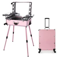 Professional Rolling Makeup Trolley Case, 49 x 40 x 21cm, Pink