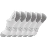 Mumoo Bear Men's Low Cut Ankle Non-Slip Socks for Mens, White & Grey - Pack of 6